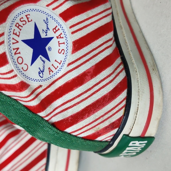 CONVERSE CANDY CANE STRIPE HI TOP TENNIS SHOES - Picture 7 of 10